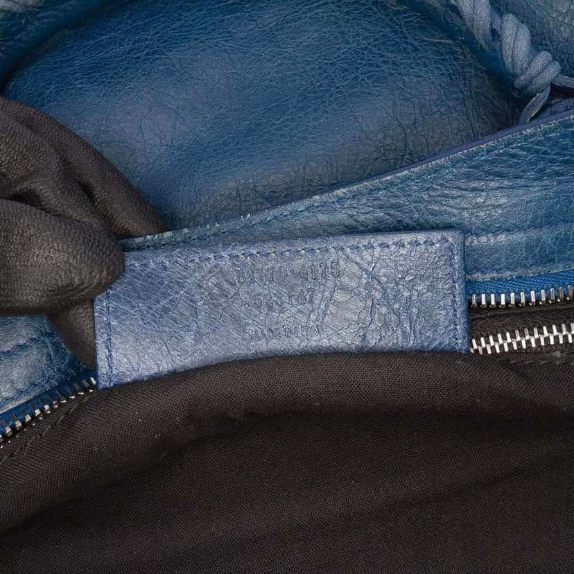 Balenciaga Lambskin Motocross Giant 12 City Satchel Blue Leather Good condition - Box View