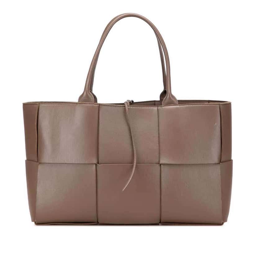 Bottega Veneta Medium Nappa Maxi Intrecciato Arco Tote Brown Leather Good condition - Front View