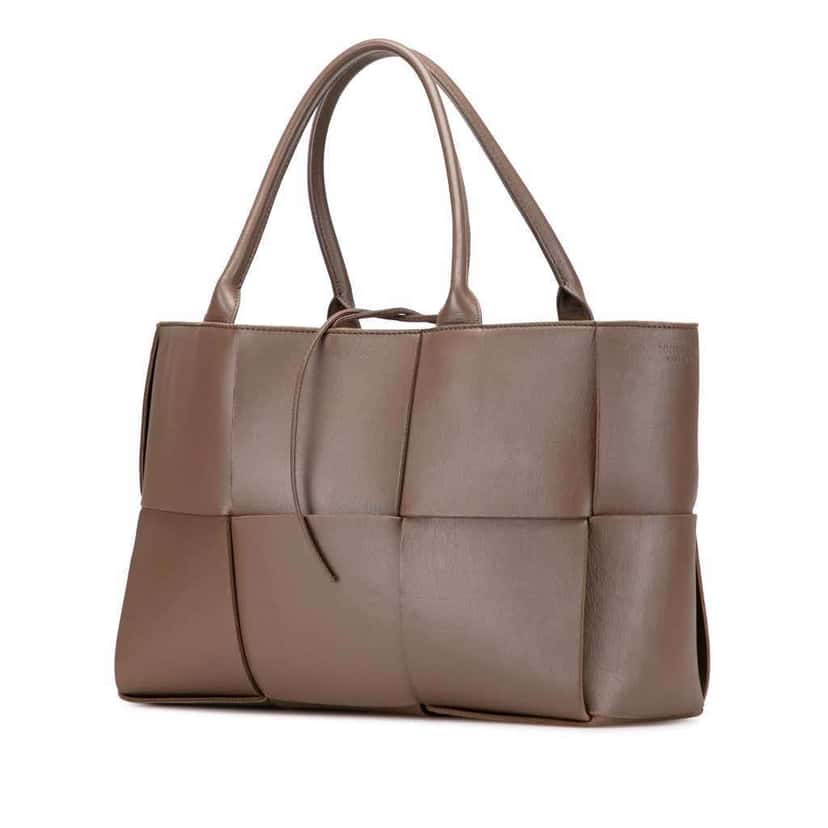Bottega Veneta Medium Nappa Maxi Intrecciato Arco Tote Brown Leather Good condition - Back View