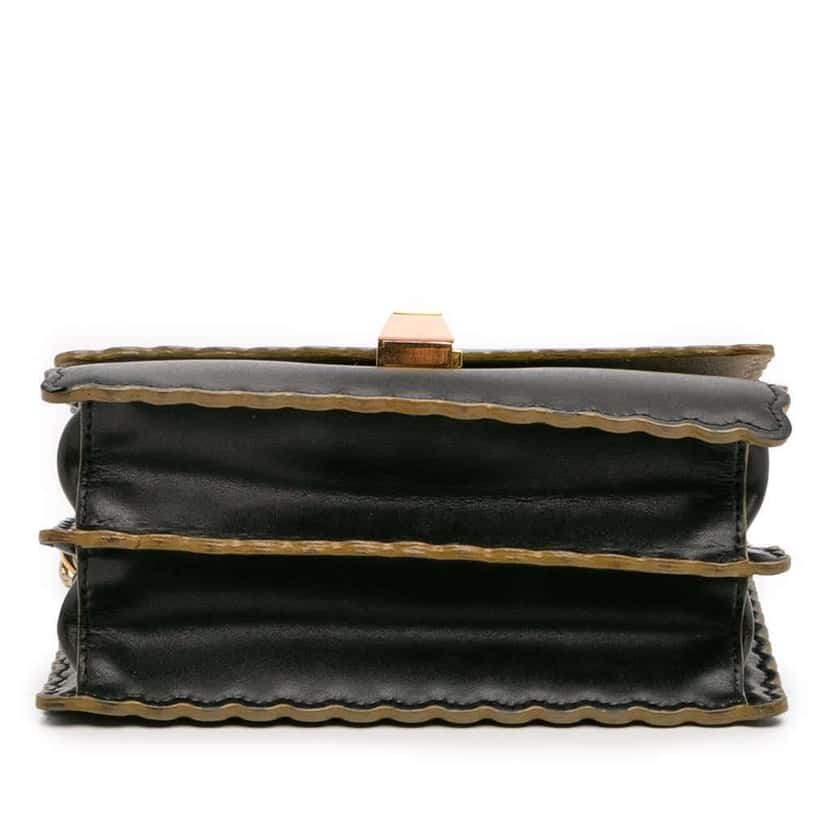Fendi Small Scalloped Leather Kan I Crossbody Black Leather Fair condition - Inside View