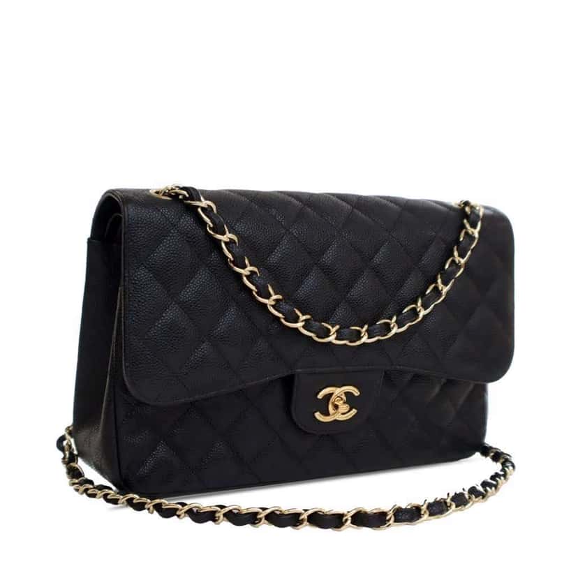 Chanel Jumbo Classic Caviar Double Flap Black Leather Good condition - Back View
