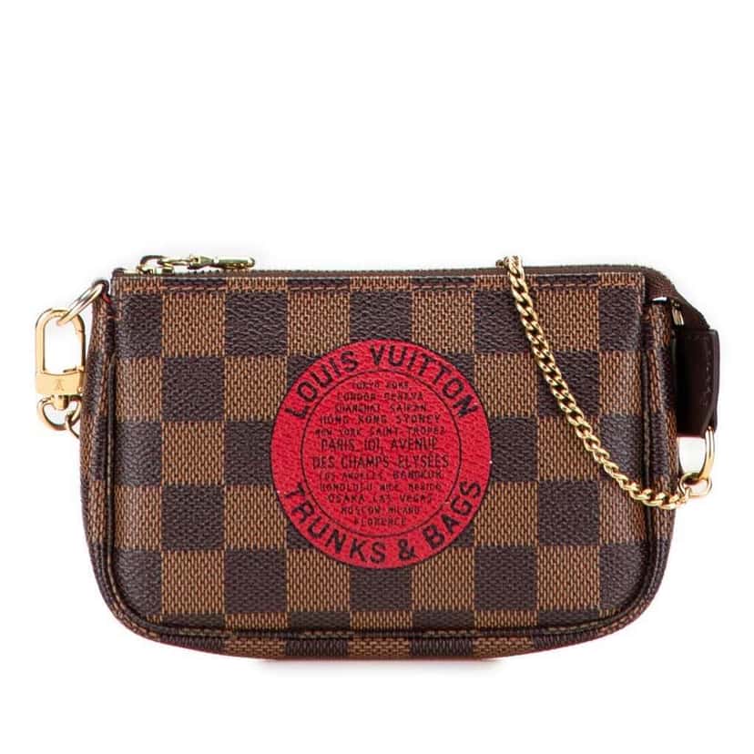 Louis Vuitton Damier Ebene Trunks and Bags Mini Pochette Accessoires Brown Canvas Good condition - Front View