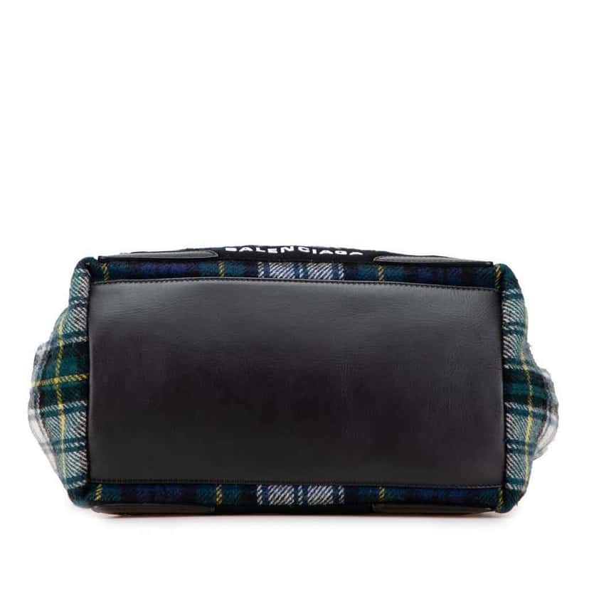 Balenciaga Plaid Wool Navy Cabas S Green Wool Good condition - Inside View