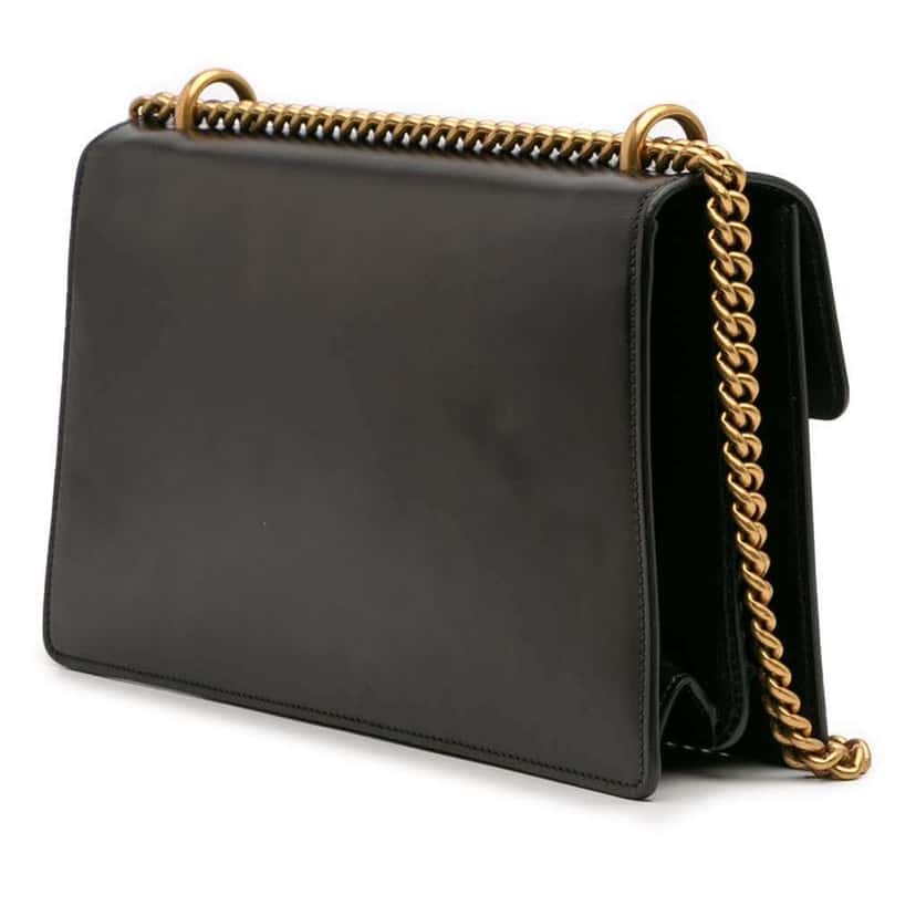 Gucci Medium GG Marmont Leather Chain Flap Black Leather Good condition - Back View