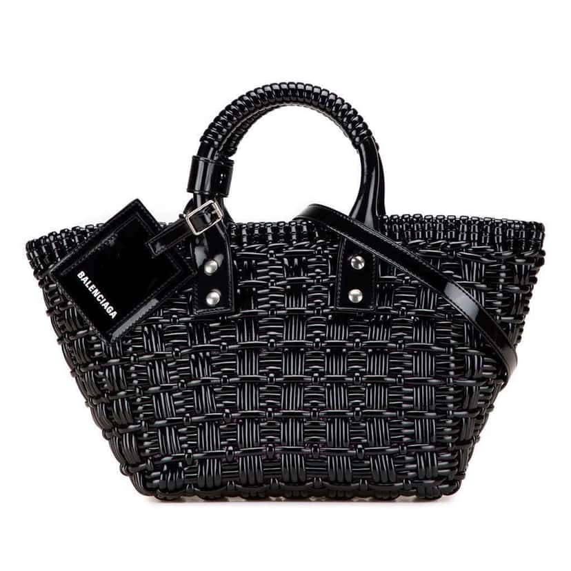 Balenciaga XS Faux Leather Bistro Basket Bag Black Polyester Good condition - Front View