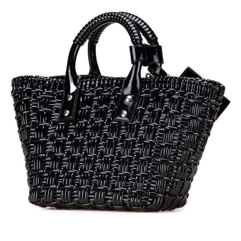 Balenciaga XS Faux Leather Bistro Basket Bag Black Polyester Good condition - Back View