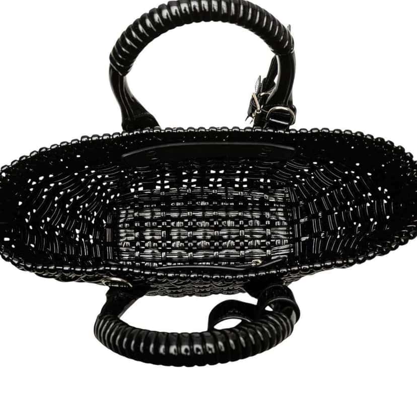 Balenciaga XS Faux Leather Bistro Basket Bag Black Polyester Good condition - Model View