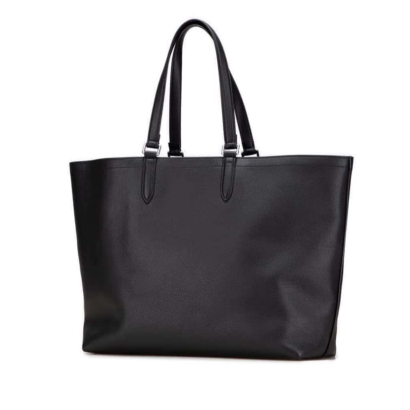 Fendi Embossed Leather Logo Tote Black Leather Good condition - Back View