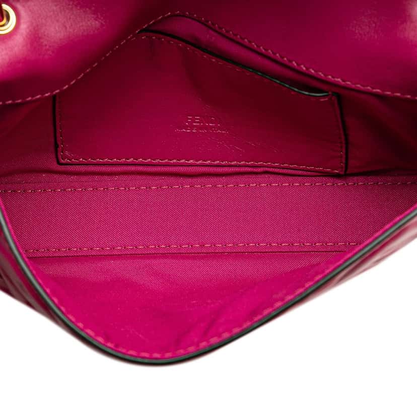 Fendi Zucca Embossed Leather Baguette Phone Pouch Satchel Pink Leather Good condition - Model View