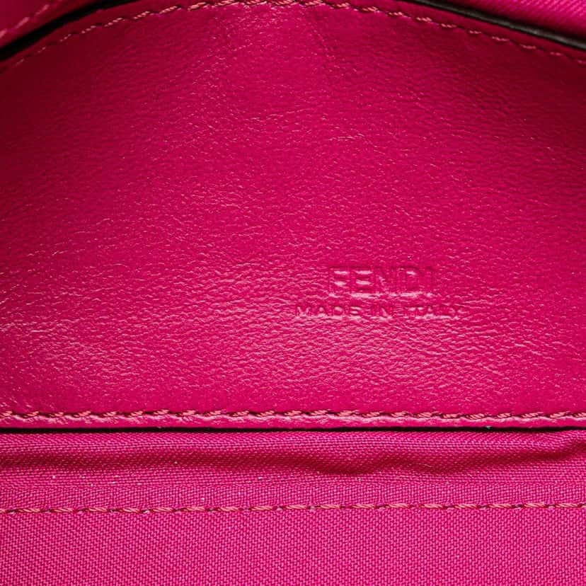 Fendi Zucca Embossed Leather Baguette Phone Pouch Satchel Pink Leather Good condition - Box View