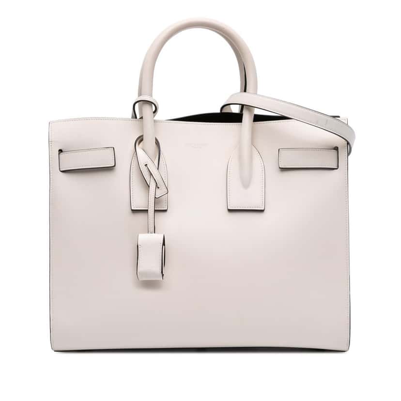 Saint Laurent Small Leather Sac De Jour Satchel White Leather Good condition - Front View