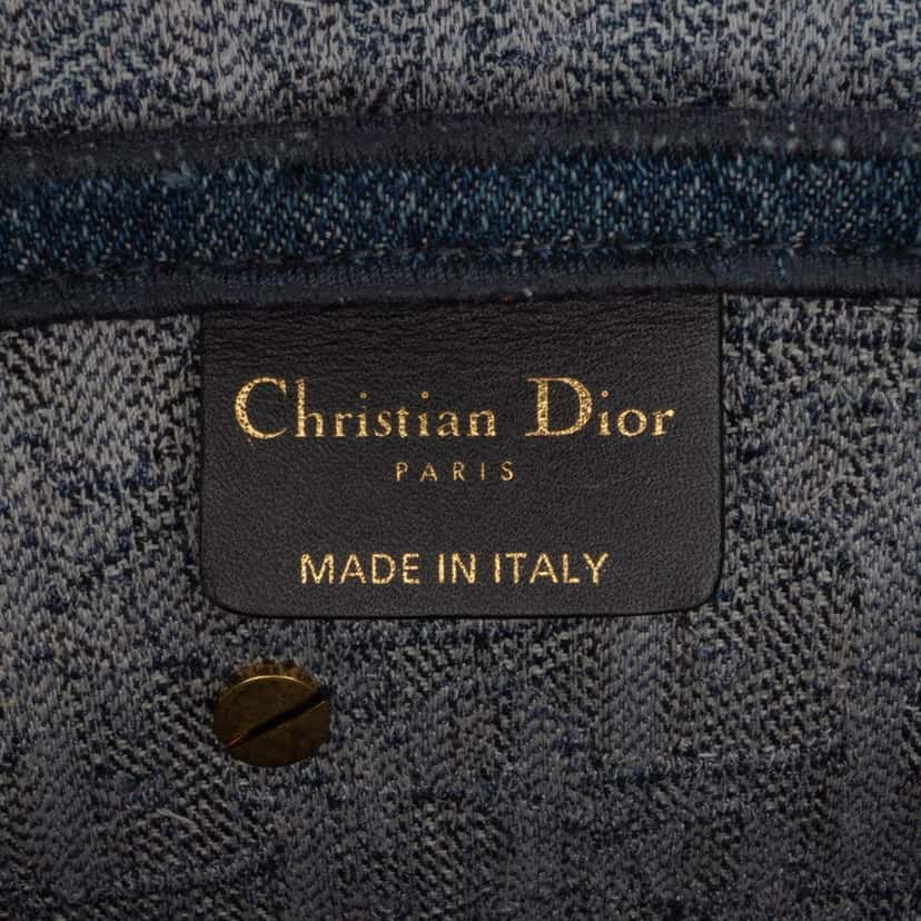 Dior Oblique Denim Embroidered Saddle Bag Blue Denim Good condition - Box View