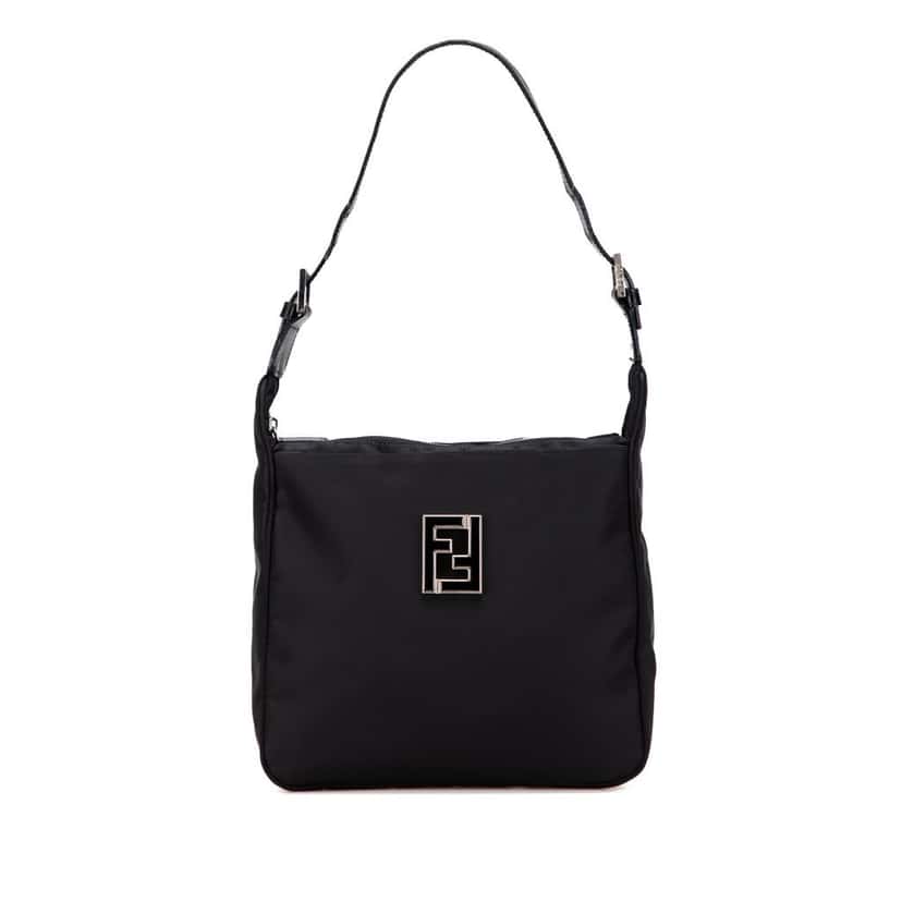 Fendi Nylon FF Shoulder Bag Black Good condition - Front View