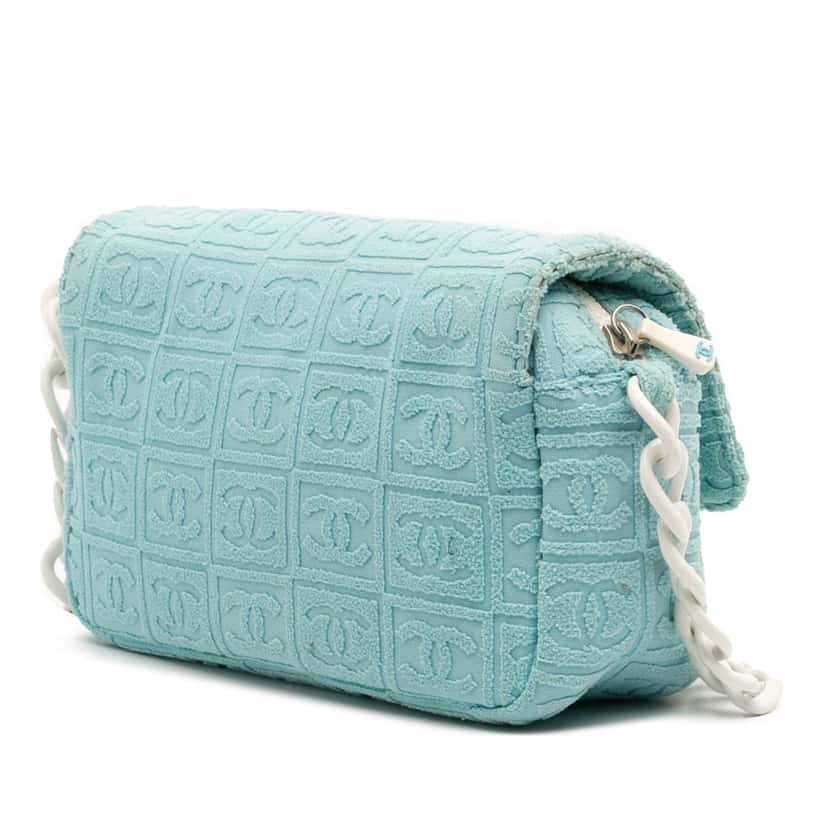 Chanel Terry Cloth Sport Line Flap Blue Cotton Good condition - Back View