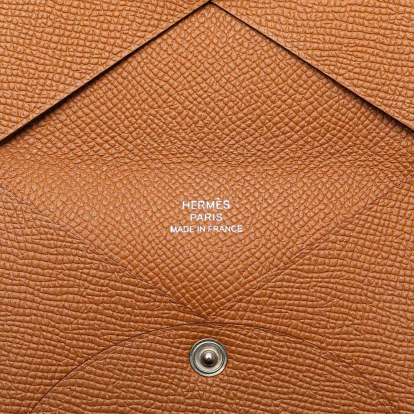 Hermès Epsom Calvi Card Holder Brown Leather Good condition - Box View