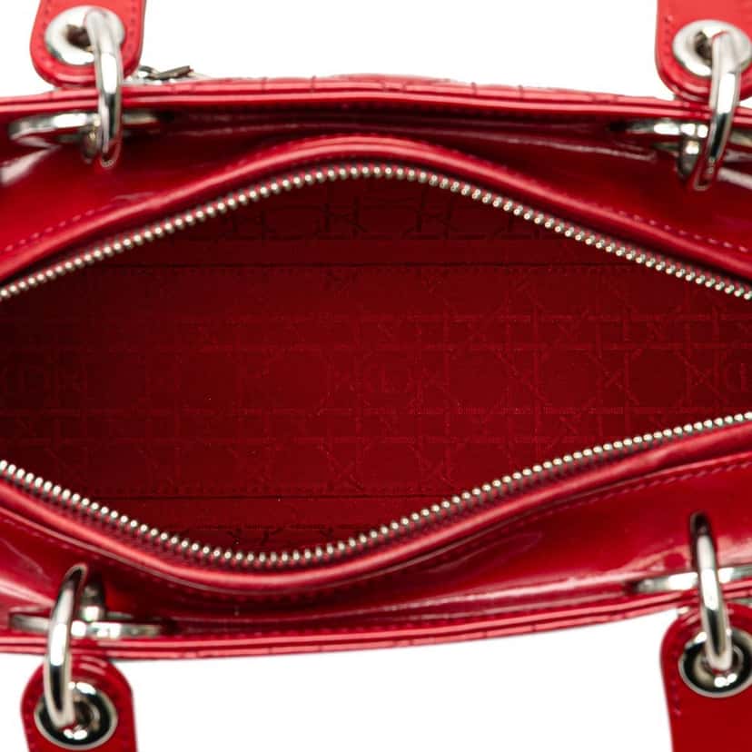 Dior Large Patent Cannage Lady Dior Red Leather Very good condition - Model View