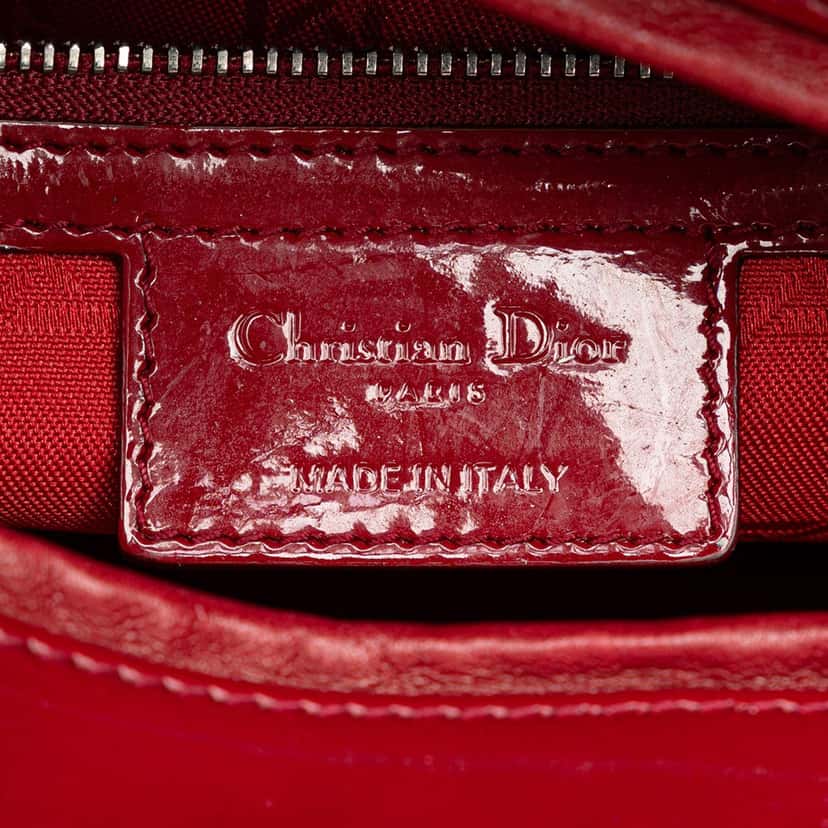 Dior Large Patent Cannage Lady Dior Red Leather Very good condition - Box View