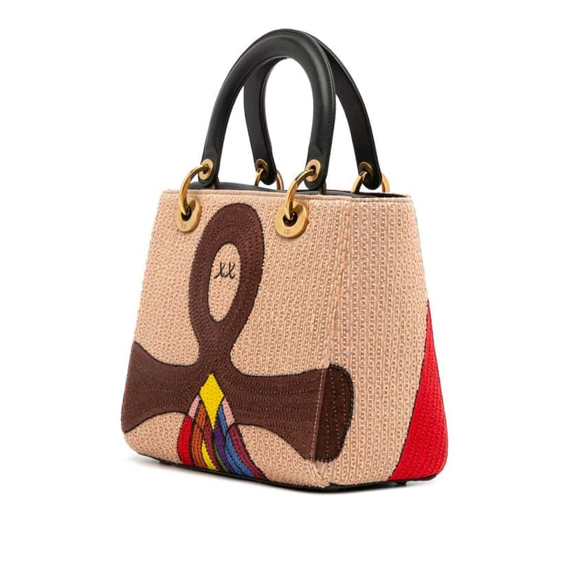 Dior Medium Calfskin Beaded and Embroidered Tarot Judgment Lady Dior MultiColor Leather Good condition - Back View