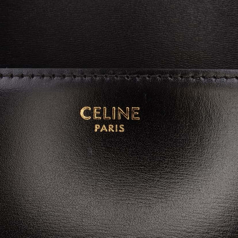 Celine Teen Shiny Calfskin Triomphe Crossbody Black Leather Good condition - Box View