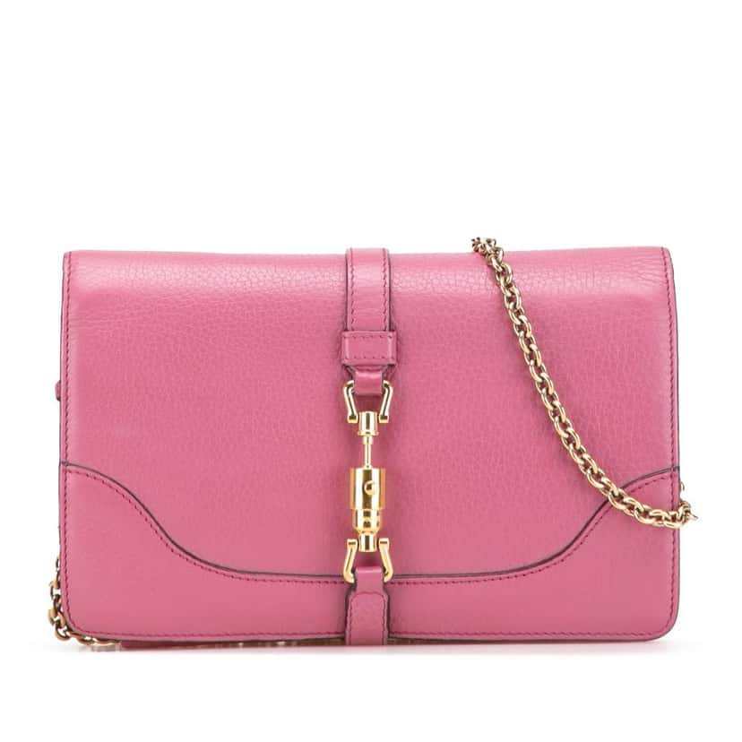 Gucci Pebbled Calfskin Piston Broadway Evening Bag Pink Leather Good condition - Front View