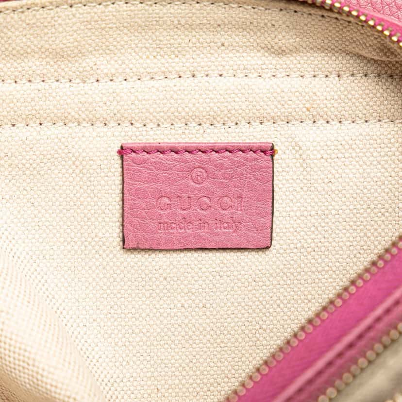 Gucci Pebbled Calfskin Piston Broadway Evening Bag Pink Leather Good condition - Box View