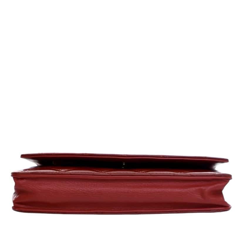 Chanel Quilted Patent Brilliant Wallet On Chain Red Leather Good condition - Box View