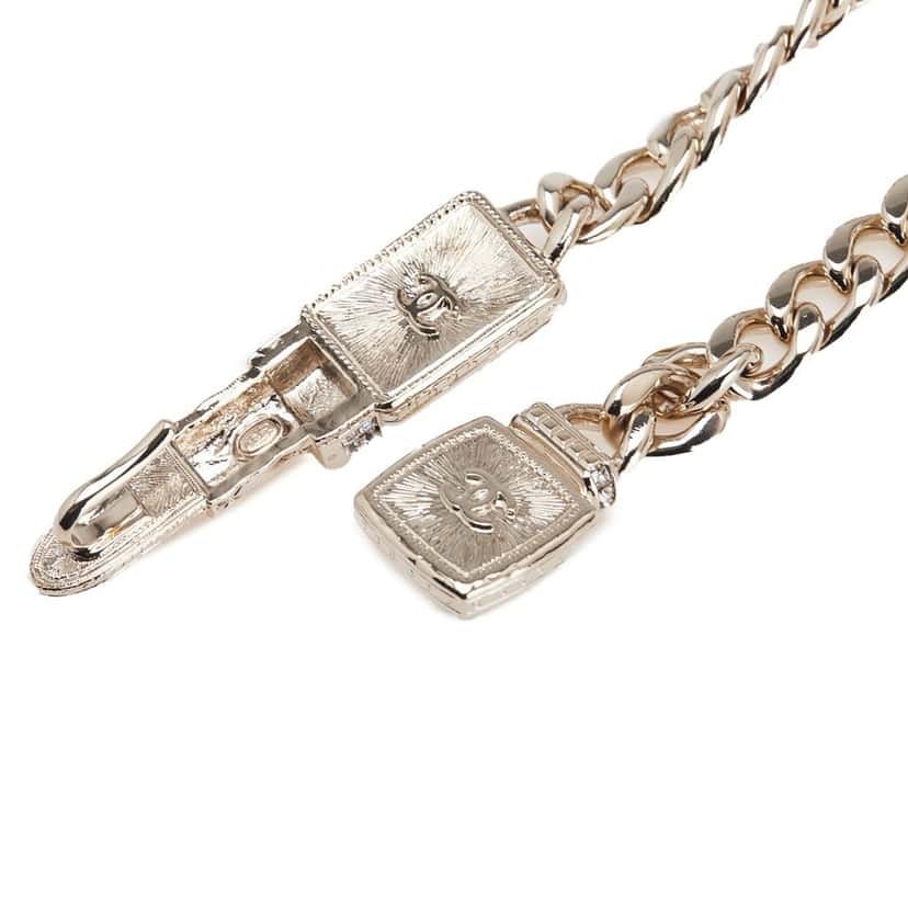 Chanel Gold Plated Faux Pearl Strass and Glass Lipstick Chain Necklace Gold Metal Good condition - Inside View
