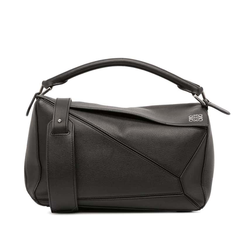 Loewe Medium Calfskin Puzzle Satchel Black Leather Good condition - Front View