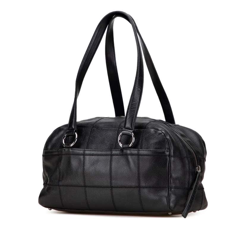 Chanel Choco Bar Caviar Shoulder Bag Black Leather Good condition - Back View