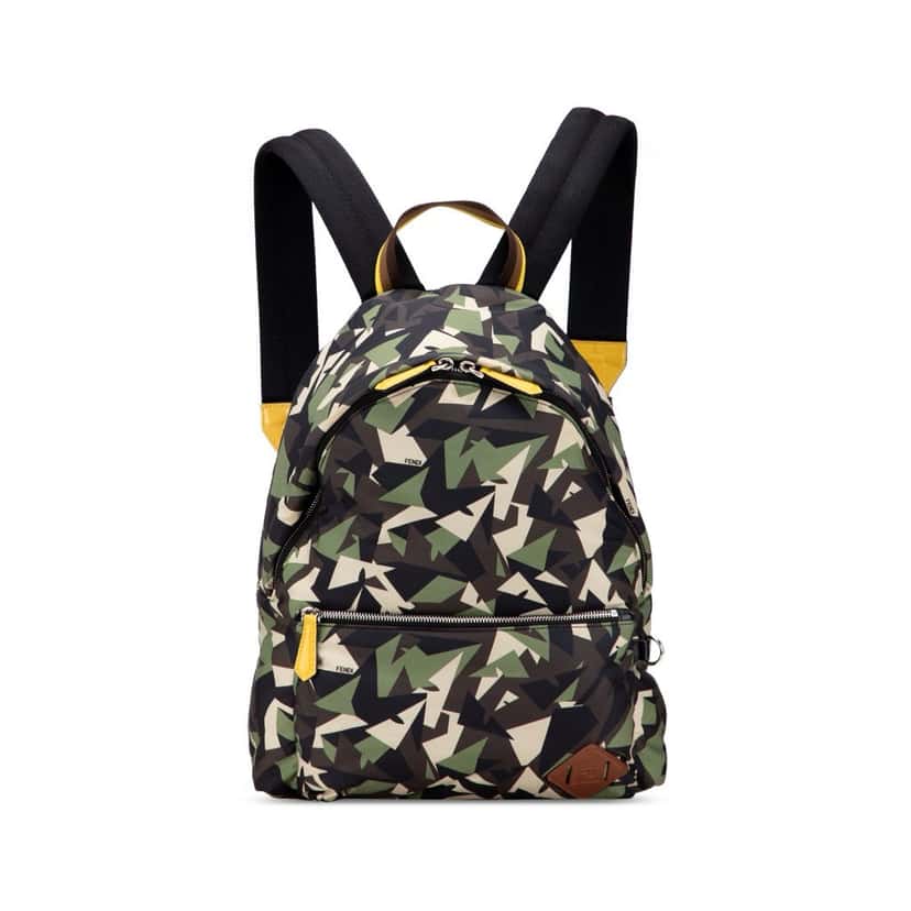 Fendi Camouflage Print Nylon Bugs Backpack Black Good condition - Front View