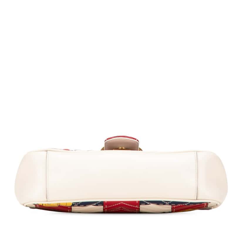Gucci Medium GG Marmont Matelasse Leather Trompe L oeil Shoulder Bag White Leather Good condition - Inside View