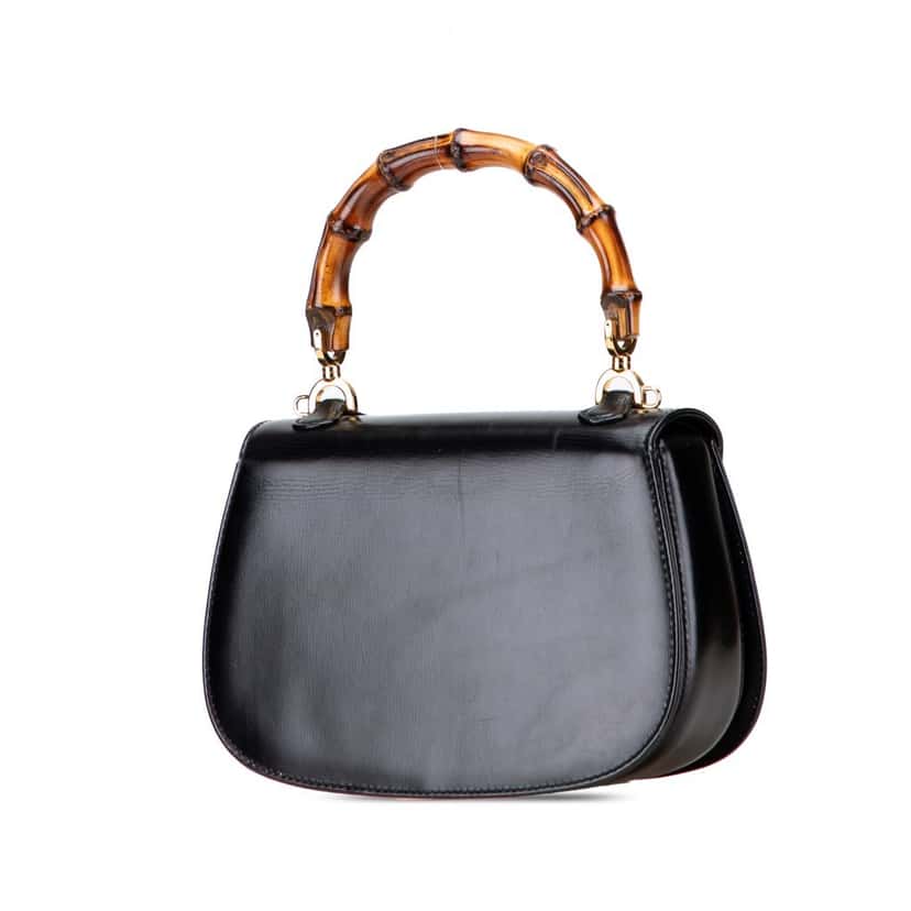 Gucci Calfskin Bamboo Night Black Leather Good condition - Back View