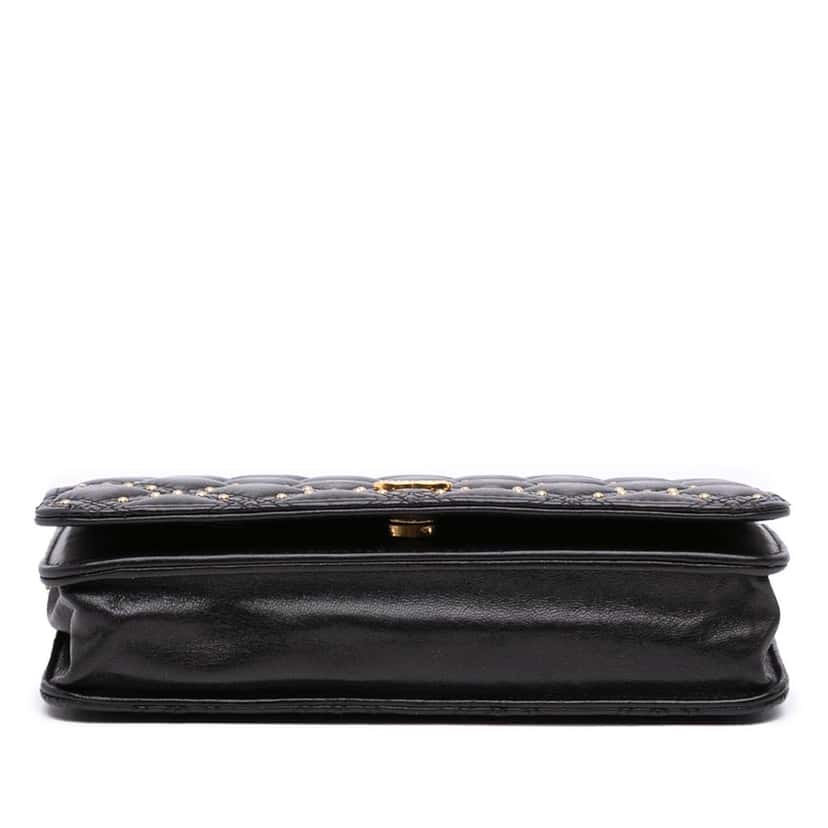 Chanel Lambskin Studded Diamond Stitch Wallet On Chain Black Leather Good condition - Inside View