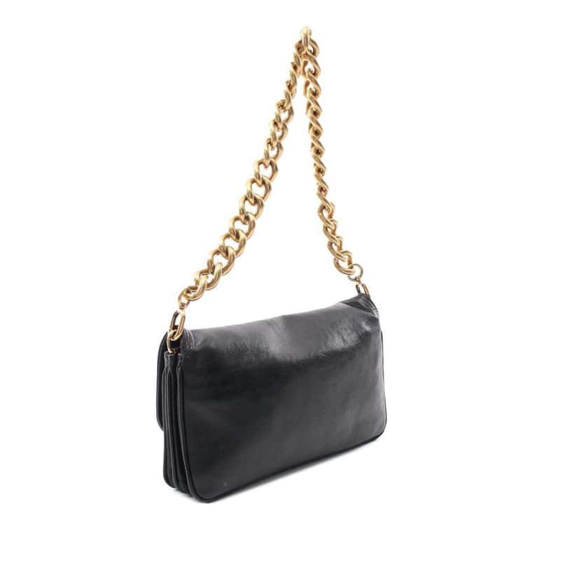 Balenciaga Small Leather BB Soft Flap Satchel Black Leather Good condition - Back View
