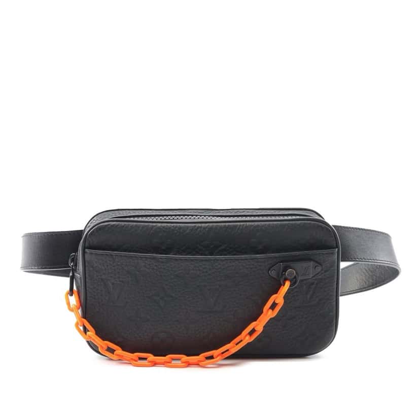 Louis Vuitton Monogram Taurillon Uniformes Solar Ray Soft Pochette Volga Belt Bag Black Leather Good condition - Front View