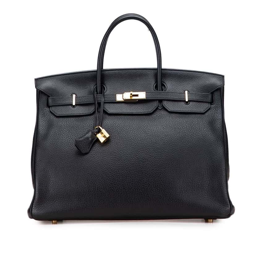 Hermès Clemence Birkin Retourne 40 Black Leather Good condition - Front View