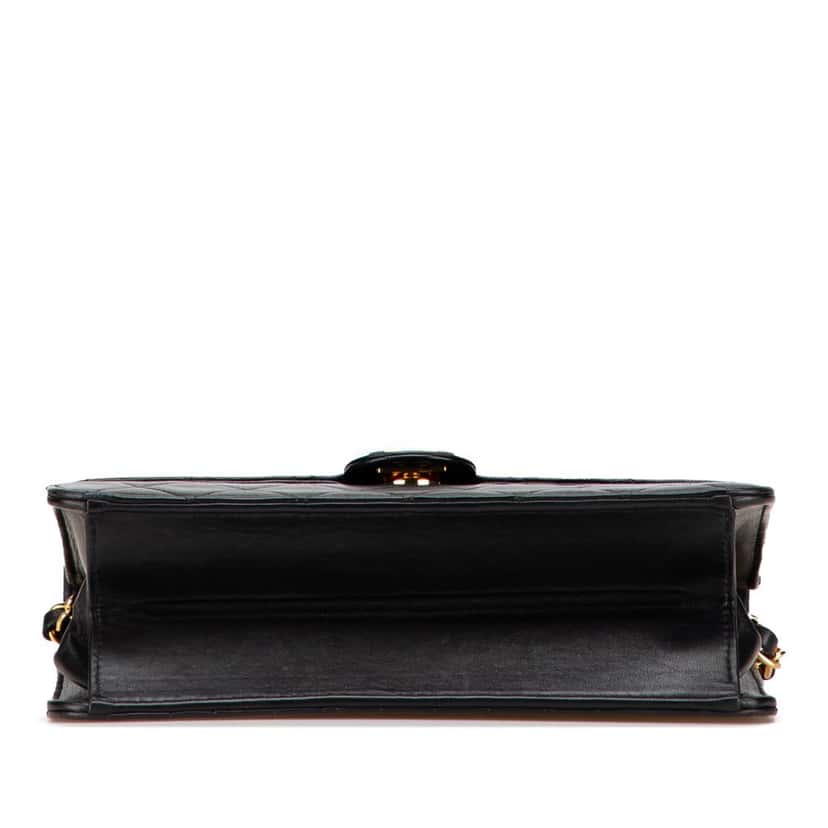 Chanel Small CC Quilted Lambskin Single Flap Black Leather Good condition - Inside View