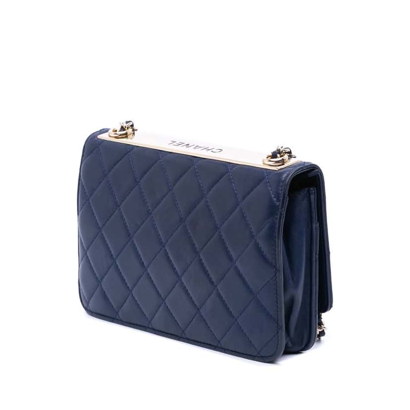 Chanel Lambskin Trendy CC Wallet On Chain Blue Leather Good condition - Back View