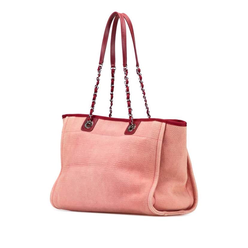 Chanel Small Canvas Deauville Tote Pink Canvas Good condition - Back View