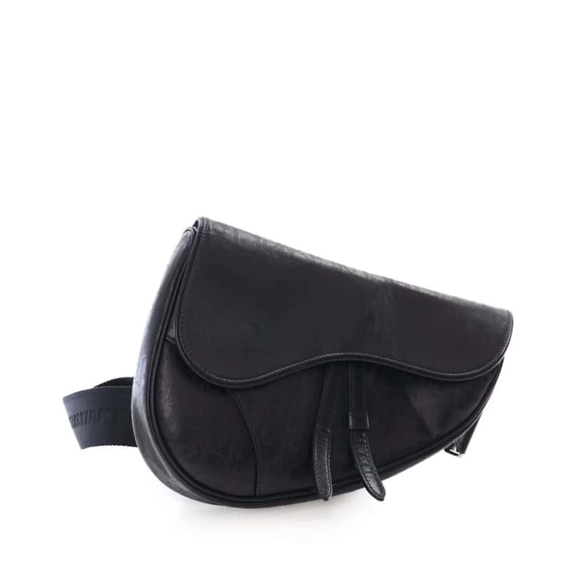 Dior Oblique Perforated Calfskin Galaxy Saddle Bag Black Leather Good condition - Back View
