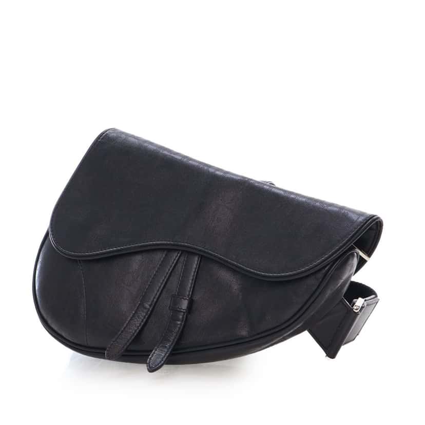 Dior Oblique Perforated Calfskin Galaxy Saddle Bag Black Leather Good condition - Inside View