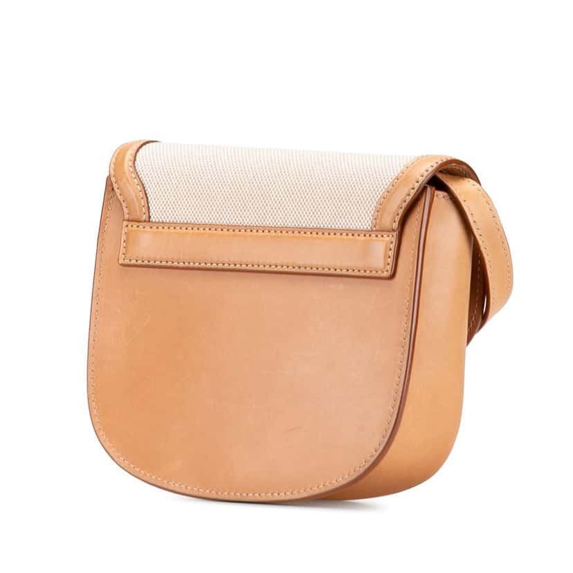 Saint Laurent Small Calfskin and Canvas Kaia Crossbody Brown Leather Good condition - Back View