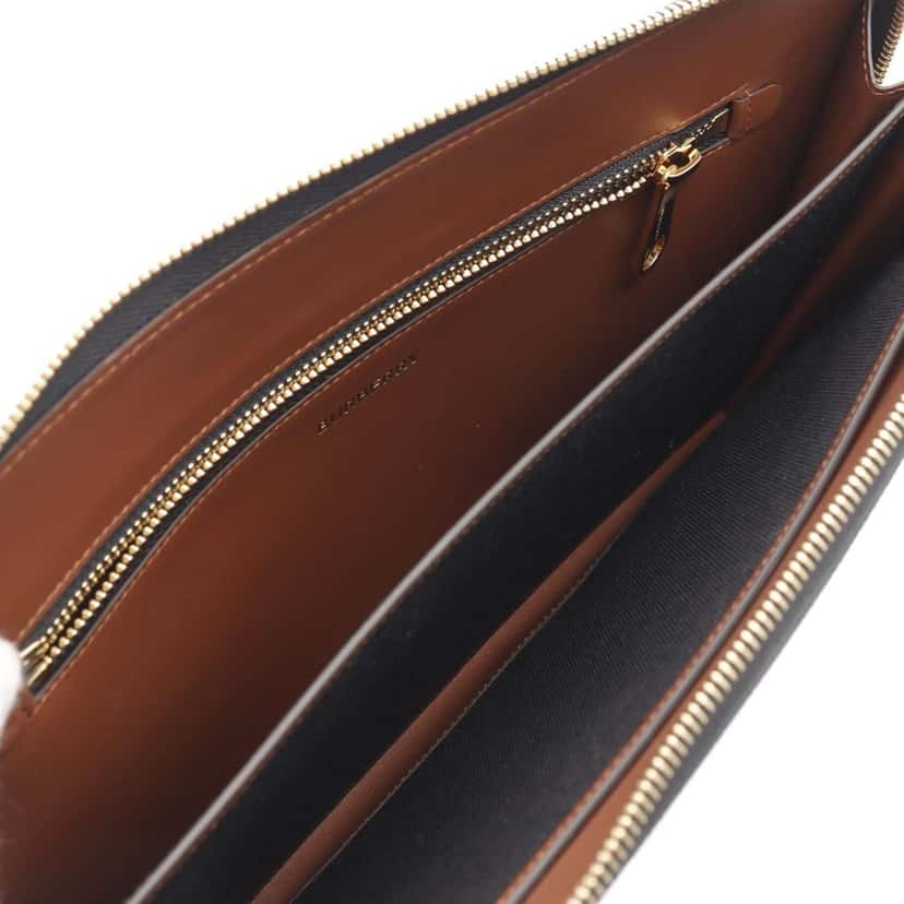 Burberry TB Monogram Coated Canvas Clutch Brown Canvas Good condition - Inside View