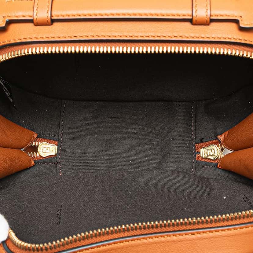 Fendi Mini Goatskin Trimmed Suede O Lock Camera Case Brown Leather Good condition - Model View