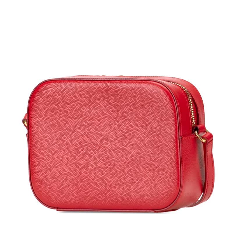 Saint Laurent Small Grain De Poudre Classic Monogram Camera Bag Red Leather Good condition - Back View