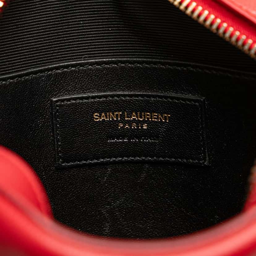 Saint Laurent Small Grain De Poudre Classic Monogram Camera Bag Red Leather Good condition - Box View