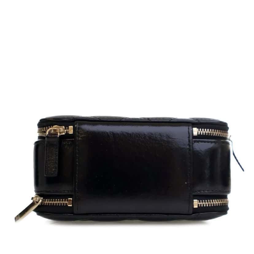 Chanel Mini CC Glazed Calfskin Double Zip Top Handle Vanity Case Black Leather Good condition - Inside View