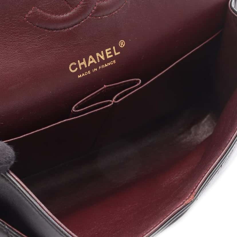 Chanel Medium Classic Lambskin Double Flap Black Leather Good condition - Inside View
