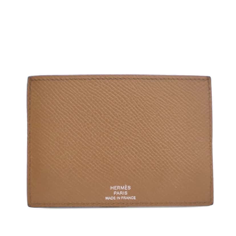 Hermès Chevre Mysore and Epsom Les Petits Chevaux Card Holder Brown Leather Good condition - Inside View