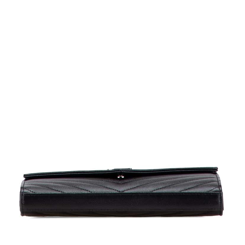 Saint Laurent Grain De Poudre Cassandre Envelope Chain Wallet Black Leather Good condition - Inside View